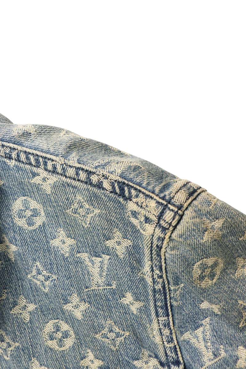 SUPREME LOUISVUITTON 17AW Jacquard Denim Jacket Blue Size S