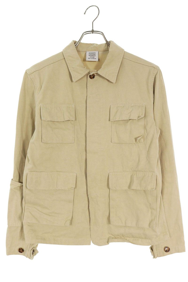Vetements 18SS Logo Print Denim Jacket Beige Size S