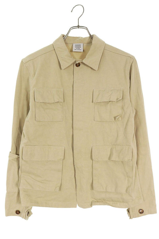 Vetements 18SS Logo Print Denim Jacket Beige Size S