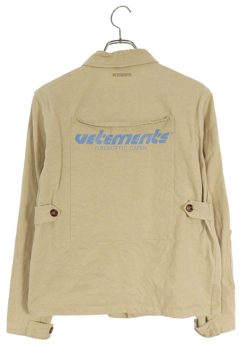 Vetements 18SS Logo Print Denim Jacket Beige Size S