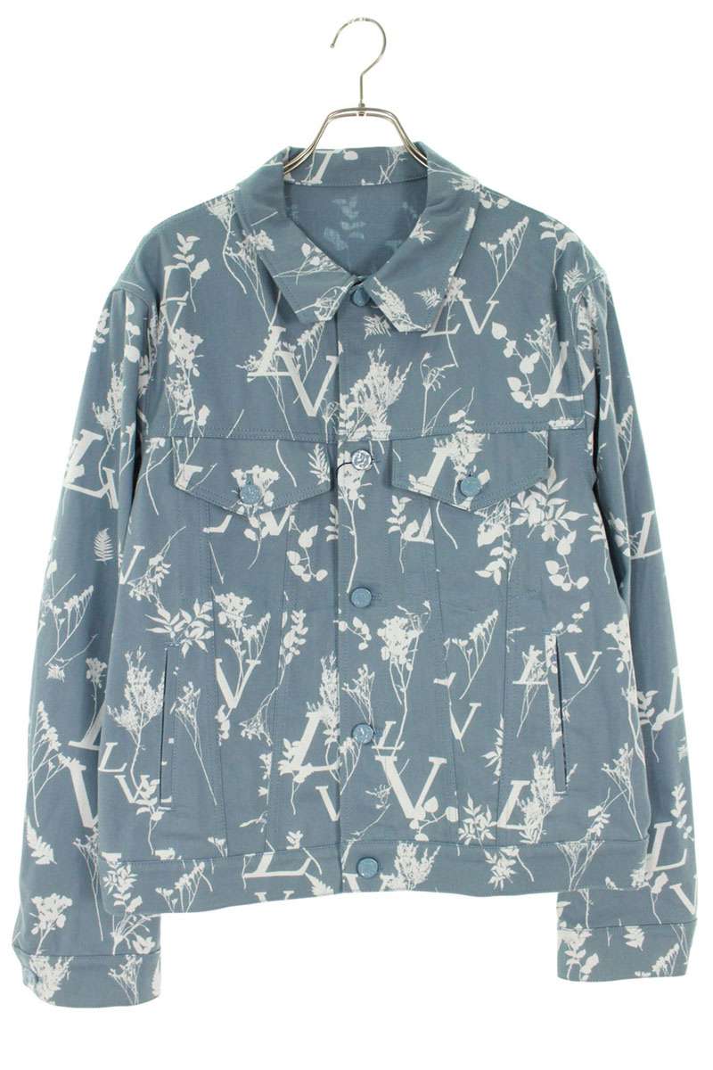 LOUISVUITTON LV Leaf Pattern Denim Jacket Light Size XXL
