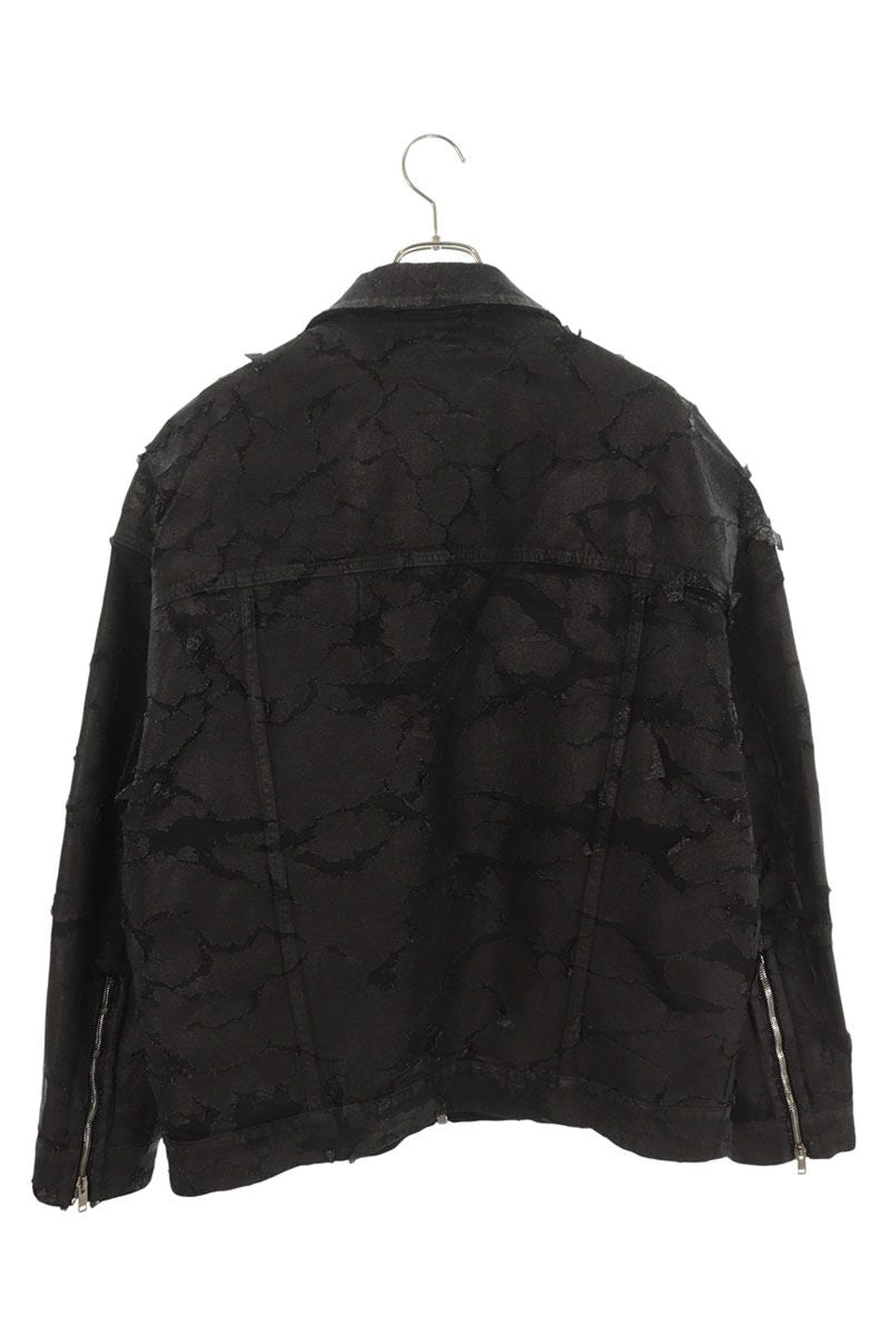 GIVENCHY Distressed Zip Denim Jacket Black Cotton Size L