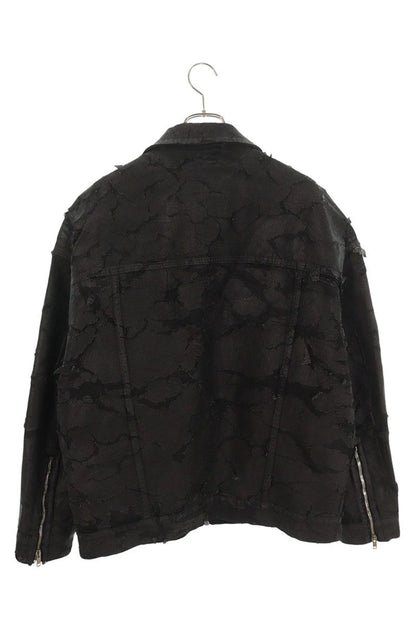 GIVENCHY Distressed Zip Denim Jacket Black Cotton Size L