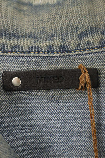 MINEDENIM Distressed Zip Up Denim Jacket Blue Size 3