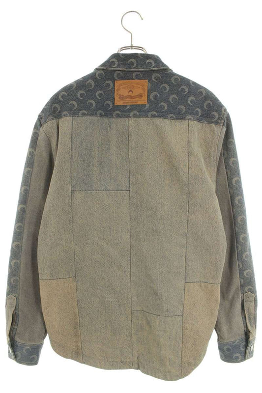 Marine Serre All-Over Logo Print Denim Jacket Blue Size S