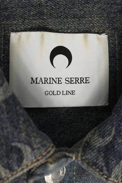 Marine Serre All-Over Logo Print Denim Jacket Blue Size S