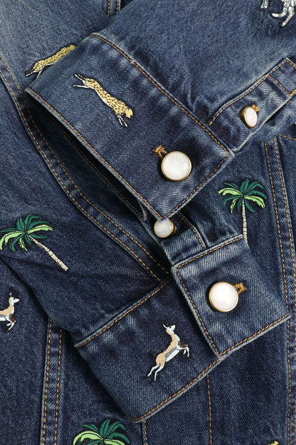 LOUISVUITTON 26SS Animal Embroidered Denim Jacket Size L