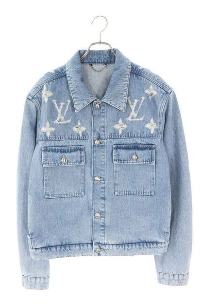 LOUISVUITTON 25SS Monogram Distressed Tracker Denim Size XL