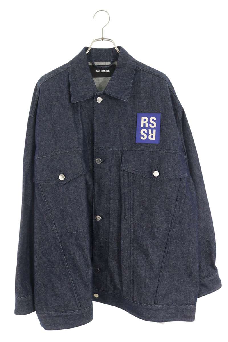 Raf Simons Logo Patchwork Oversized Denim Jacket Blue Size S