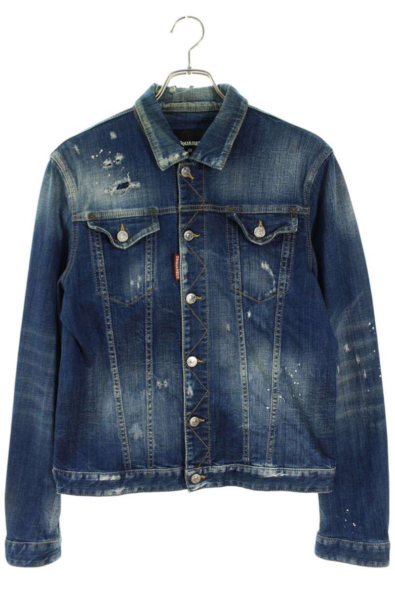 DSQUARED2 17SS Distressed Washed Denim Jacket Indigo Size L