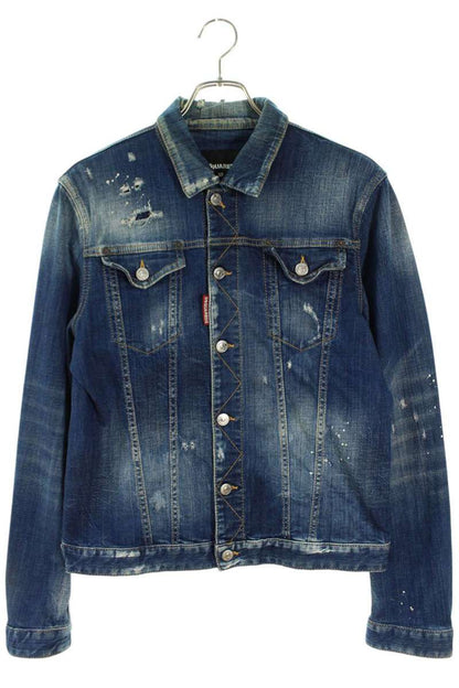 DSQUARED2 17SS Distressed Washed Denim Jacket Indigo Size L