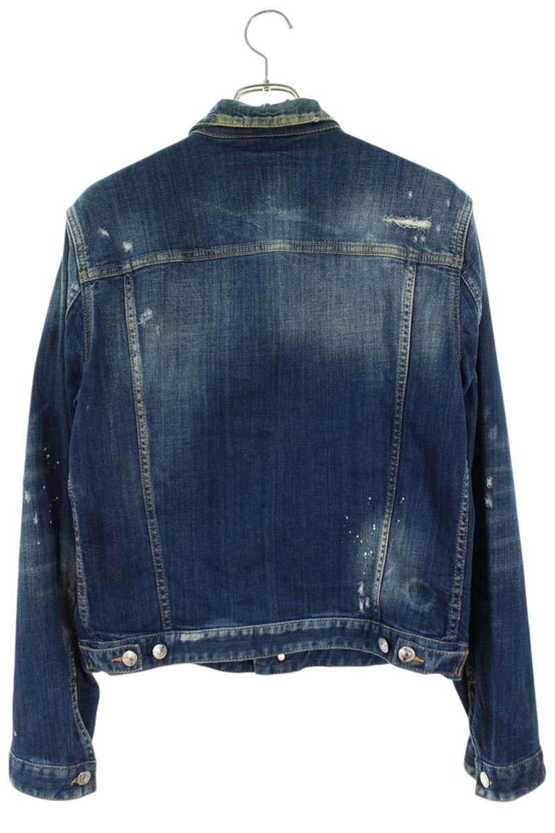 DSQUARED2 17SS Distressed Washed Denim Jacket Indigo Size L