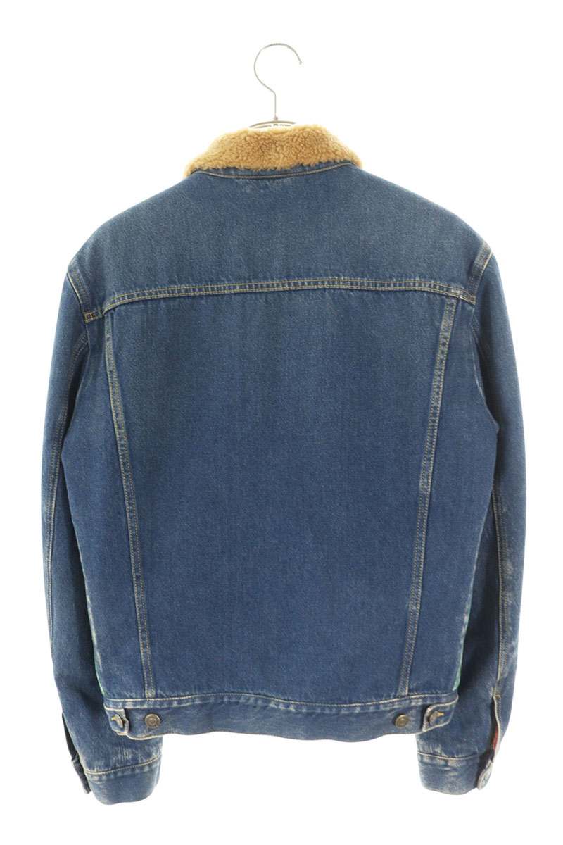 GUCCI Shearling Logo Patch Denim Jacket Multi Size M