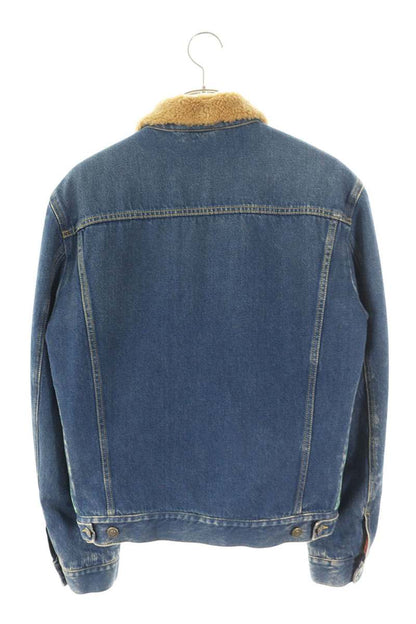 GUCCI Shearling Logo Patch Denim Jacket Multi Size M