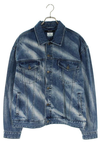 KSUBI Distressed Washed Denim Jacket Indigo Size XL