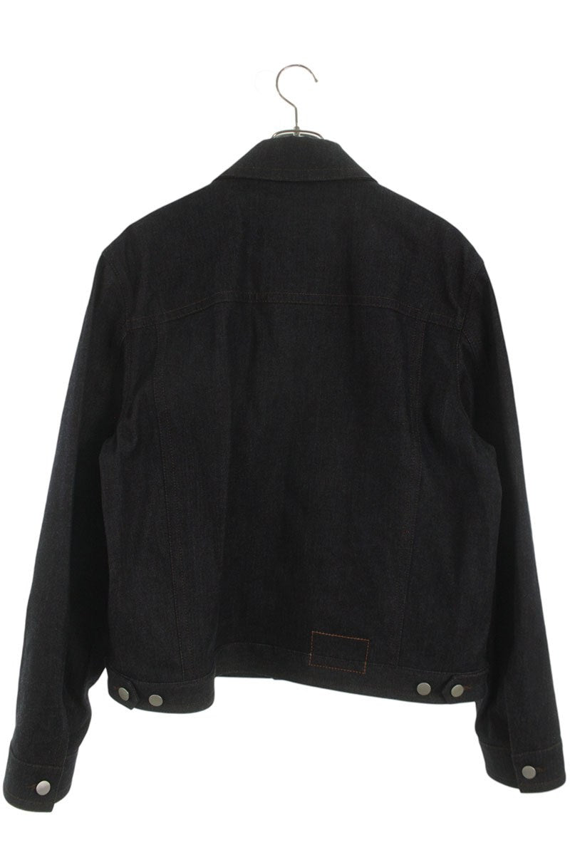HERMES Leather Pocket Denim Jacket Indigo Size XXL