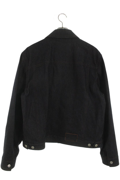 HERMES Leather Pocket Denim Jacket Indigo Size XXL