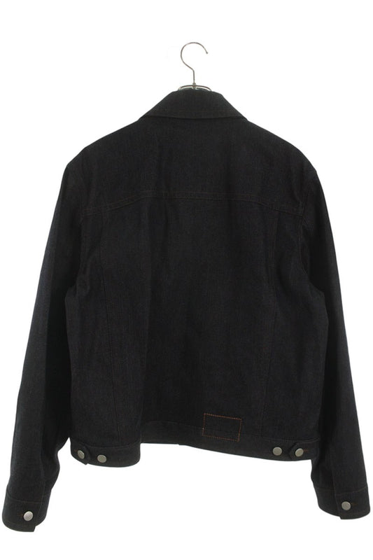 HERMES Leather Pocket Denim Jacket Indigo Size XXL
