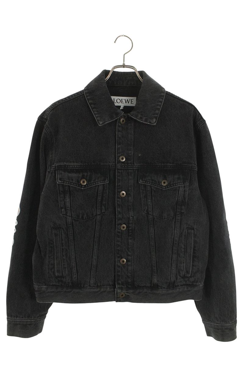 LOEWE Black Anagram Embroidered Denim Jacket Size S