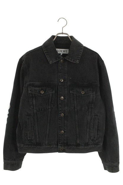 LOEWE Black Anagram Embroidered Denim Jacket Size S