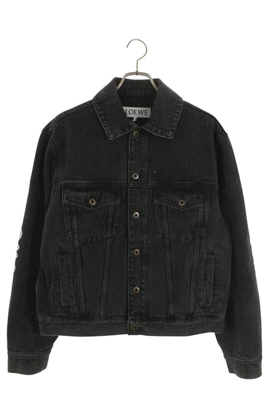 LOEWE Black Anagram Embroidered Denim Jacket Size S