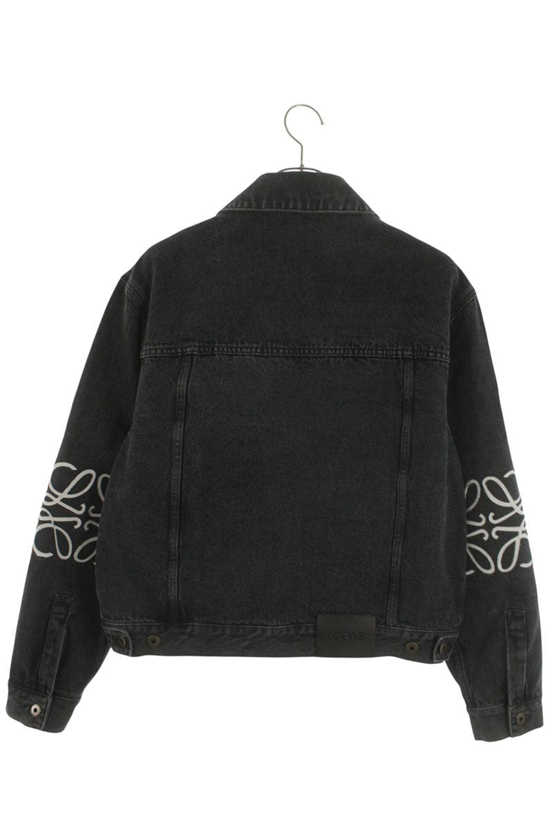 LOEWE Black Anagram Embroidered Denim Jacket Size S