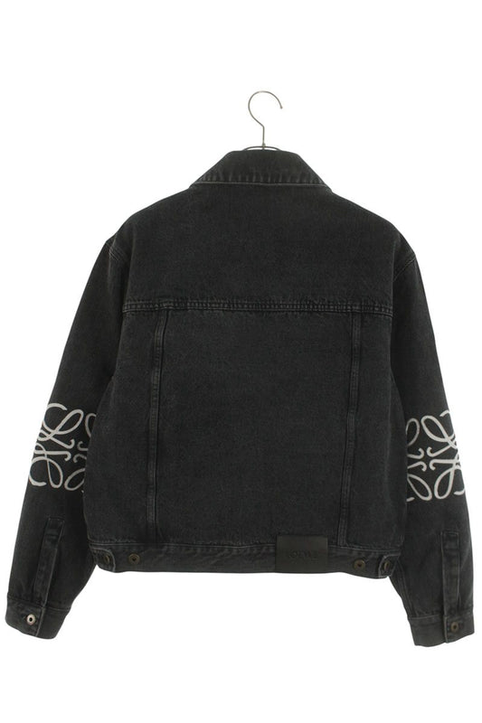 LOEWE Black Anagram Embroidered Denim Jacket Size S