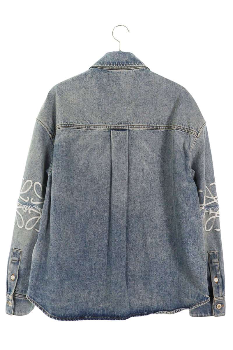 LOEWE Anagram Oversized Shirt Denim Jacket Light Blue Size S