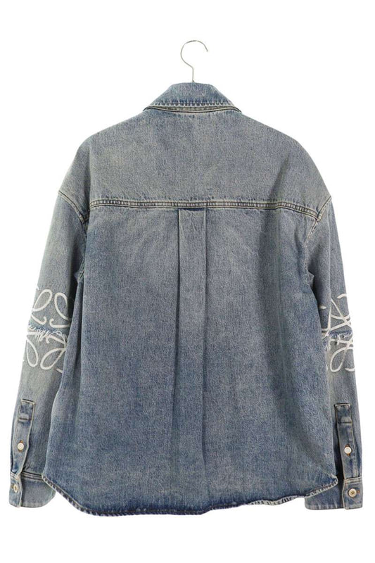 LOEWE Anagram Oversized Shirt Denim Jacket Light Blue Size S
