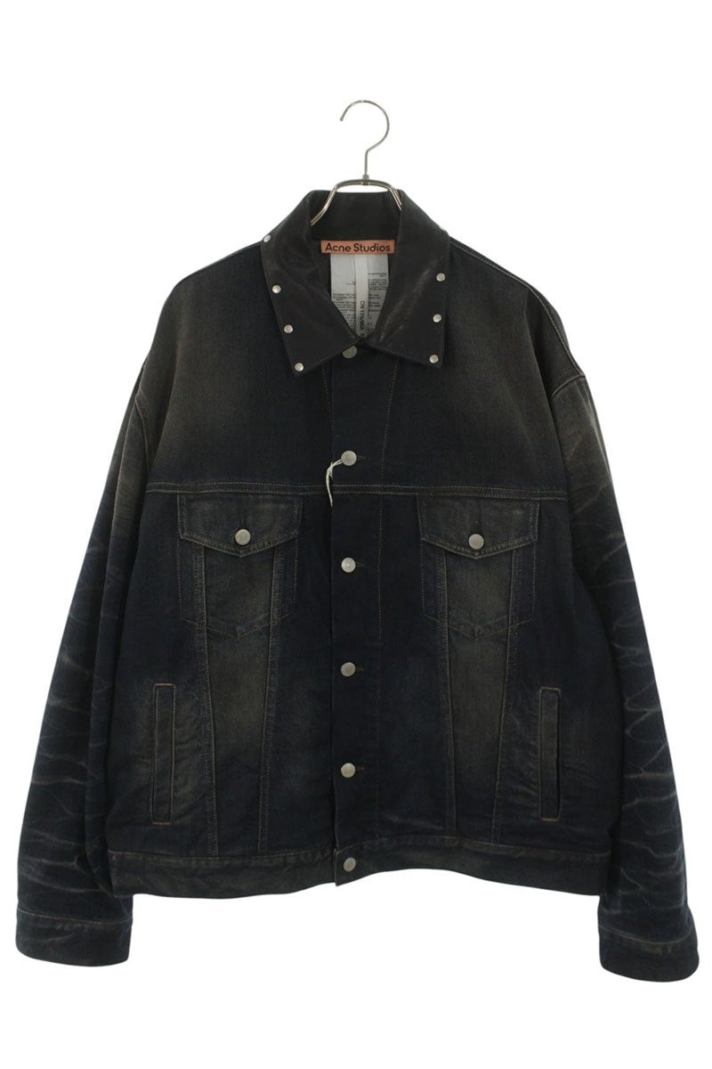 ACNE STUDIOS Leather Collar Vintage Denim Jacket Size M