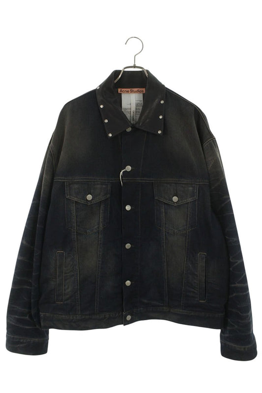 ACNE STUDIOS Leather Collar Vintage Denim Jacket Size M