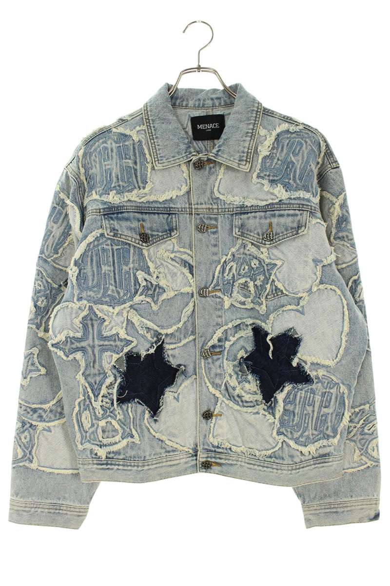 Menace ICONOGRAPHY DENIM PATCH WORK JACKET Blue Size L