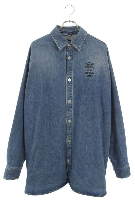 Raf Simons Logo Embroidered Denim Jacket Blue Size M