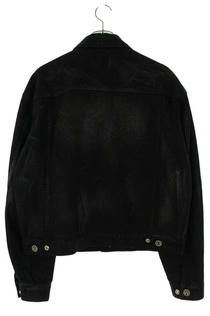 THUG CLUB Black Ribbed Athleisure Denim Jacket Size S