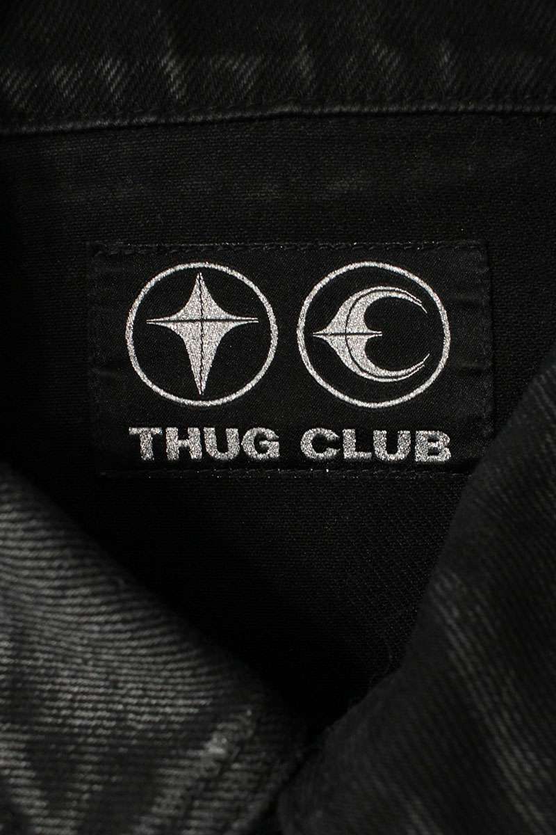THUG CLUB Black Ribbed Athleisure Denim Jacket Size S