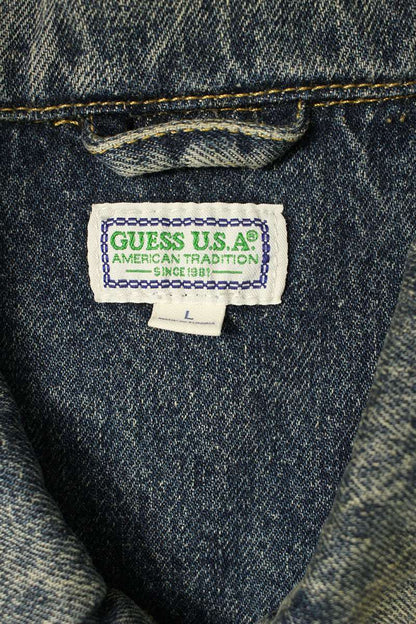 GUESS Distressed Layered Indigo Denim Jacket Size L