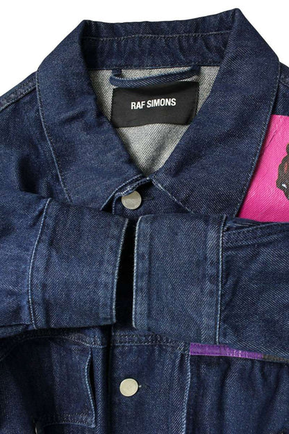 Raf Simons New Order Oversized Print Denim Jacket Blue Size S