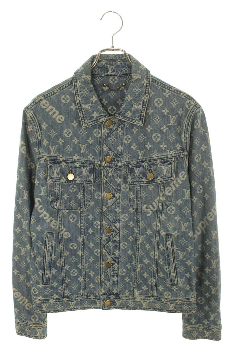 SUPREME LOUISVUITTON 17AW LV Jacquard Denim Blue Size S
