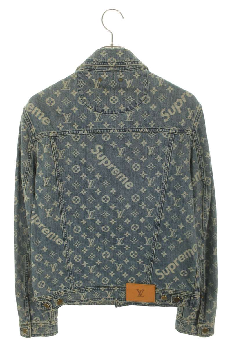 SUPREME LOUISVUITTON 17AW LV Jacquard Denim Blue Size S