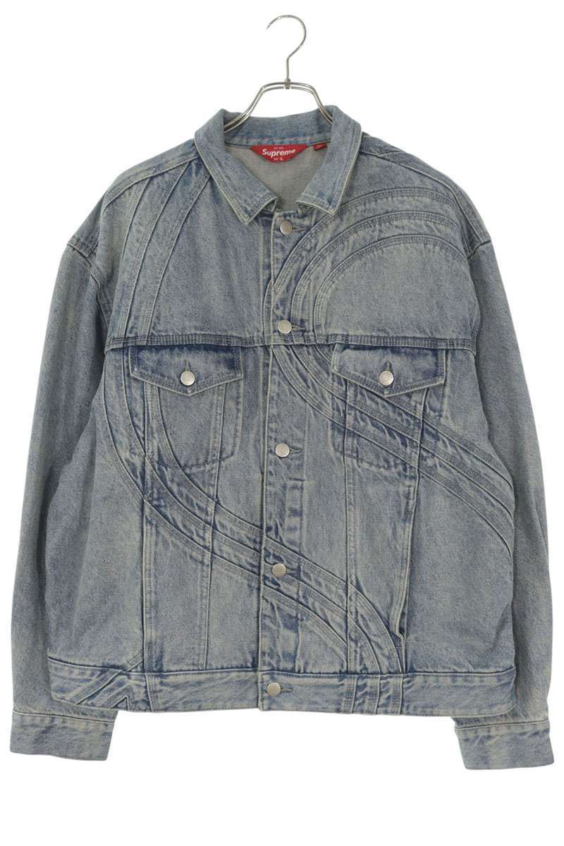 SUPREME S Logo Denim Trucker Jacket Blue Size L