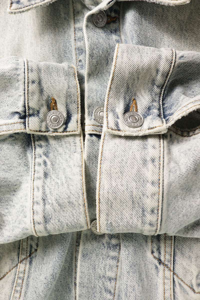 BALENCIAGA Logo Embroidered Oversized Denim Jacket Size XS