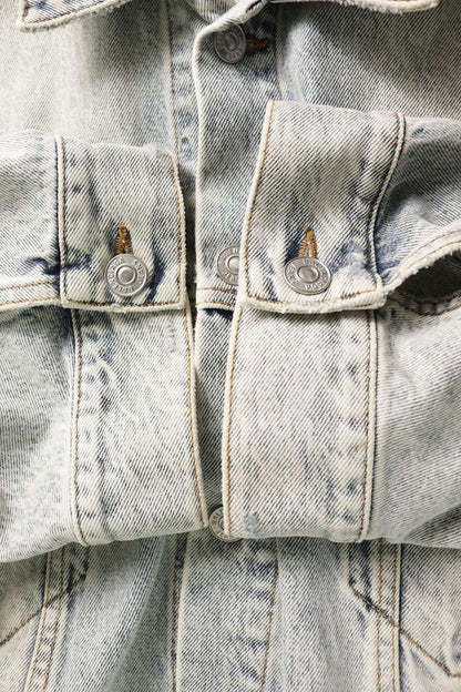 BALENCIAGA Logo Embroidered Oversized Denim Jacket Size XS
