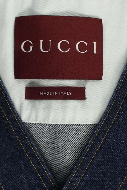 GUCCI Rose Embroidered Coverall Collarless Denim Jkt Size L
