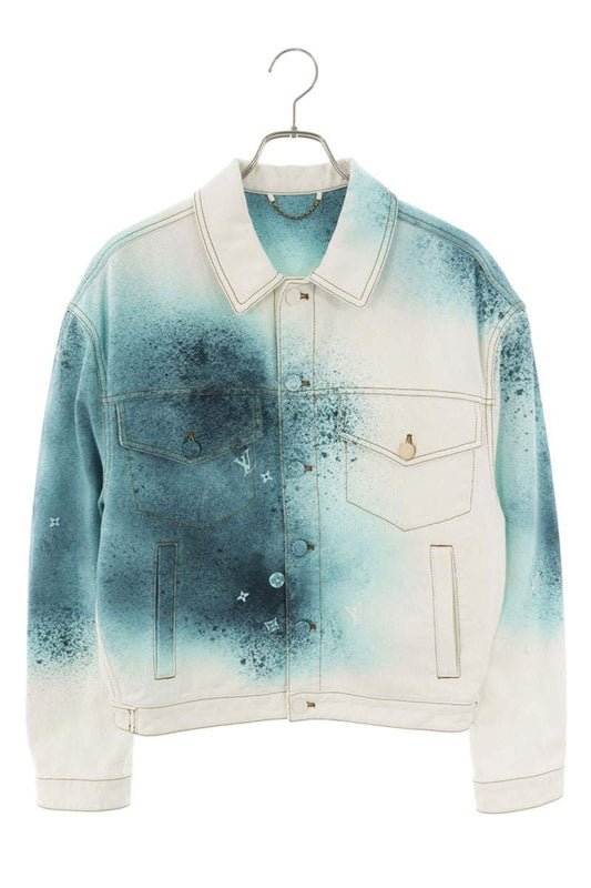 LOUIS VUITTON Spray Print Denim Jacket White/Blue Size S