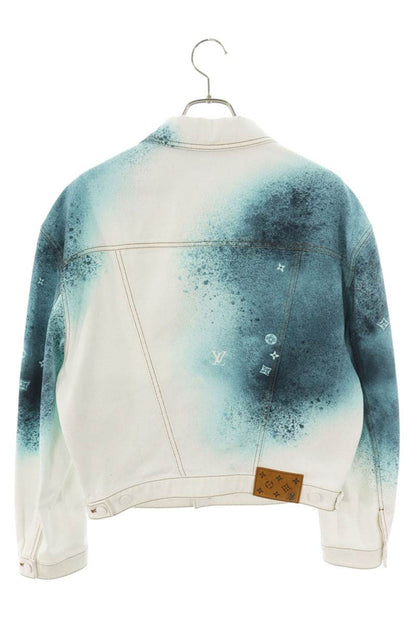 LOUIS VUITTON Spray Print Denim Jacket White/Blue Size S