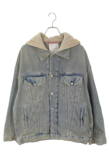 ACNE STUDIOS Hooded Distressed Denim Jacket Blue Size XXS