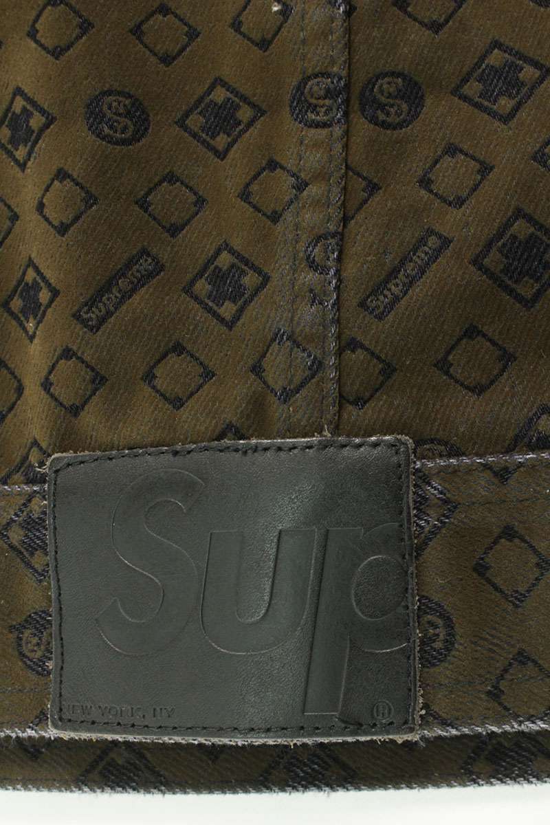 SUPREME 24AW Flocked Logo Denim Trucker Jacket Green Size XL