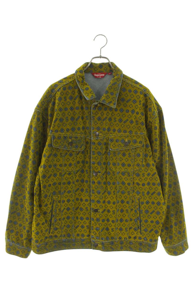 SUPREME 24AW Flocked Logo Denim Trucker Jacket Size XL