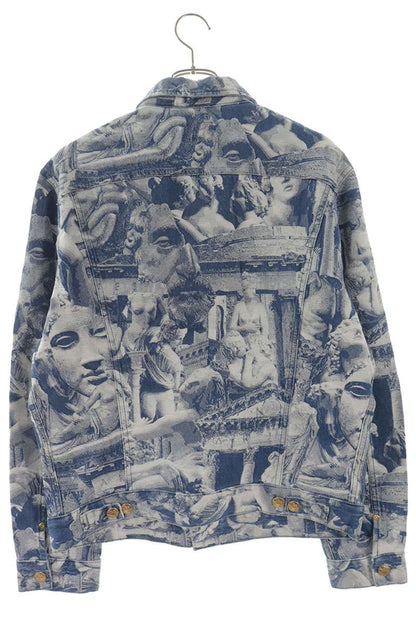 ARIES Blue All Over Print Denim Jacket Size M