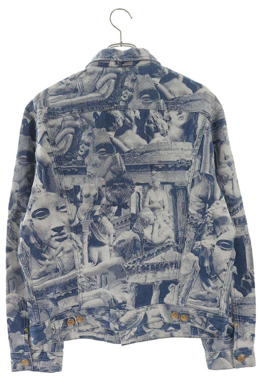ARIES Blue All Over Print Denim Jacket Size M